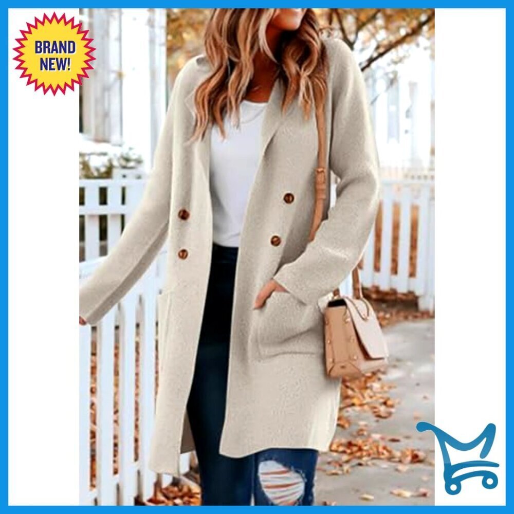 Oversized Cardigan Sweater Elegant Chic Business Casual Open Front Knit Coatigan - Picture 3 of 7
